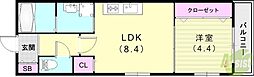 La vie belle 宝山町 1LDKの間取図画像