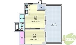 シャトー柴原 1DKの間取図画像