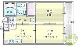 カルム緑地公園2 2DKの間取図画像