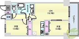 グリュックメゾンF豊中XV 2LDKの間取図画像