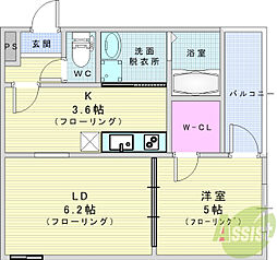 フジパレス石橋サウス 1LDKの間取図画像