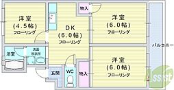 西田ハイツ 3DKの間取図画像