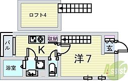 Cascademinoh 1Kの間取図画像