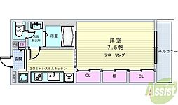 リブリ・岡町 1Kの間取図画像