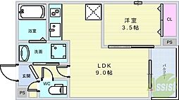 シエーナ川西美園 1LDKの間取図画像
