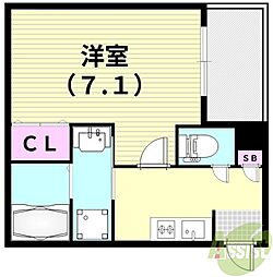 川西市小花1丁目アパート 1Kの間取図画像
