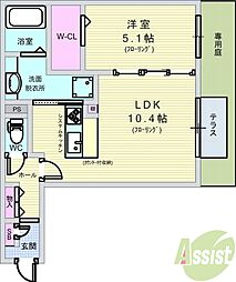 飛鳥3 1LDKの間取図画像