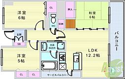 エステムコート東豊中ロサリオ 3LDKの間取図画像