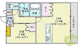 フローラル丸美 1LDKの間取図画像