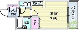 サンライズ2 ワンルームの間取図画像