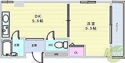 箕面コスモビル 1DKの間取図画像