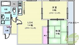 ベルヴュー桜の町 2LDKの間取図画像