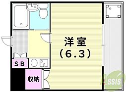 シャトー栄根2 1Kの間取図画像