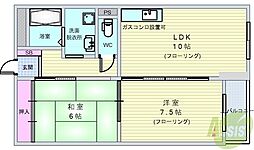 キンキマンション 2LDKの間取図画像