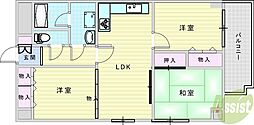インペリアル花屋敷 3LDKの間取図画像