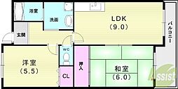 メゾン・ド・プラス豊中 2LDKの間取図画像