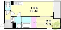 川西市美園町アパート 1LDKの間取図画像