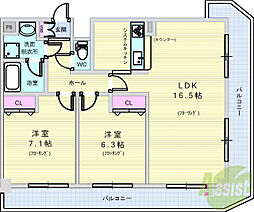 アーバネックス豊中桜塚 2LDKの間取図画像