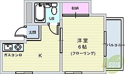 ハイツ紫苑 1Kの間取図画像