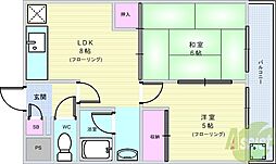 リーベンドハウス中桜塚 2LDKの間取図画像