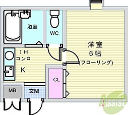 フェニックス豊中 1Kの間取図画像