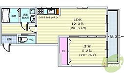 第8千里ハイツ 1LDKの間取図画像