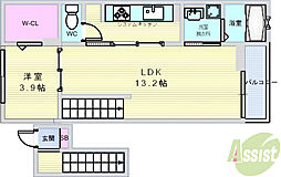 パル池田1 1LDKの間取図画像