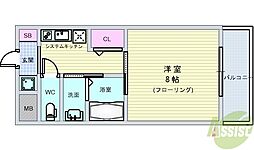 ウェスツォーネ 1Kの間取図画像
