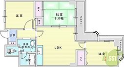 シュロス2五月山 3LDKの間取図画像