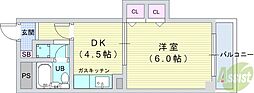ハイツオーキタ 1DKの間取図画像