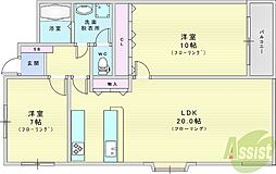 南桜塚ビル 2LDKの間取図画像