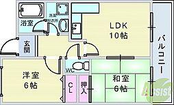 ルーウ豊中 2LDKの間取図画像