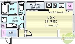 VillaSatsuki ワンルームの間取図画像