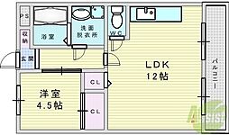 グレイスガーデン豊中 1LDKの間取図画像