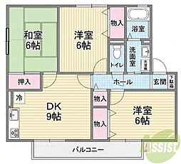 ソレーユ萩原 3DKの間取図画像