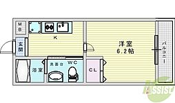 ウインズコート豊中南 1Kの間取図画像