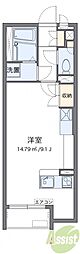 ミランダヴィラ曽根D ワンルームの間取図画像