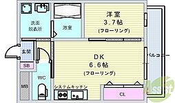 COZY豊中蛍池 1LDKの間取図画像