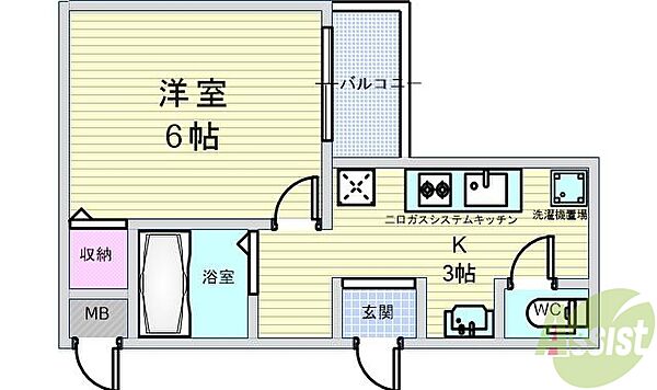 Wins Court Hattori 205｜大阪府豊中市服部南町3丁目(賃貸マンション1K・2階・20.61㎡)の写真 その2