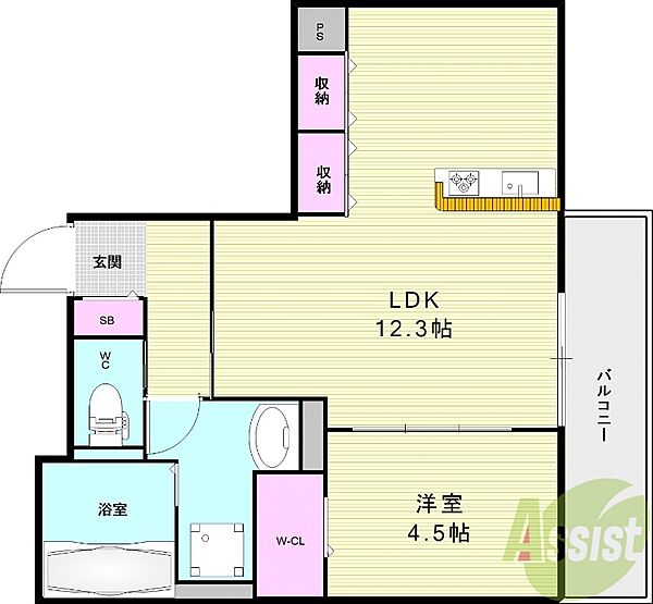 カリーナゲート 202｜大阪府豊中市島江町2丁目(賃貸アパート1LDK・2階・43.36㎡)の写真 その2