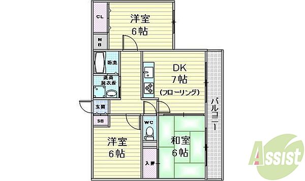 アぺルI 302｜大阪府豊中市穂積2丁目(賃貸マンション3DK・3階・55.88㎡)の写真 その2