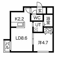 北海道札幌市東区北二十一条東2丁目（賃貸マンション1LDK・1階・34.60㎡） その2