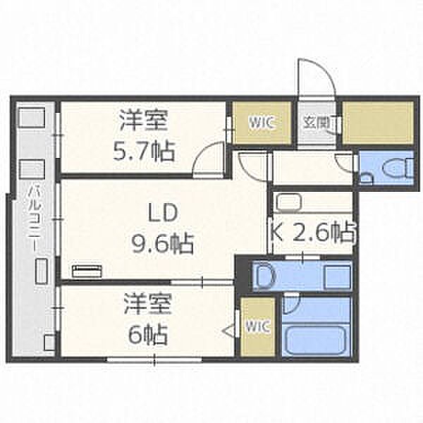 北海道札幌市中央区南八条西20丁目(賃貸マンション2LDK・2階・56.76㎡)の写真 その2