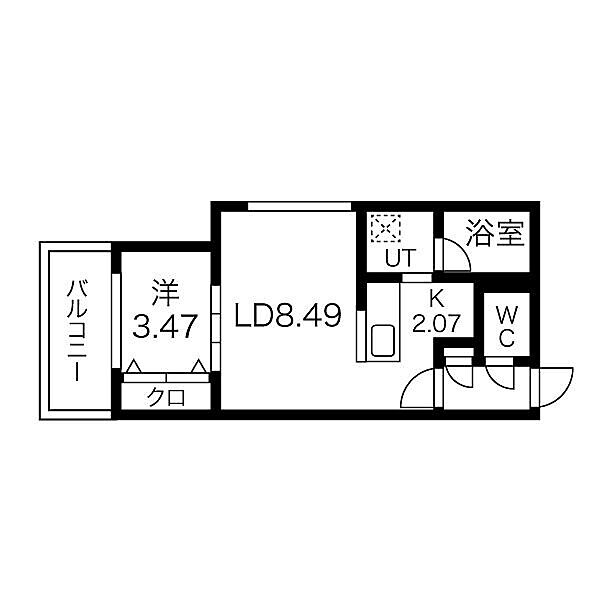 北海道札幌市白石区菊水七条1丁目(賃貸マンション1LDK・4階・32.00㎡)の写真 その2