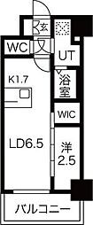 名古屋市営名港線 金山駅 徒歩10分の賃貸マンション 2階1LDKの間取り