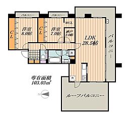 藤和八事緑ヶ丘ホームズ 12階2LDKの間取り