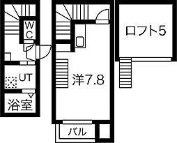 名古屋市営鶴舞線 浅間町駅 徒歩4分の賃貸アパート 2階1Kの間取り