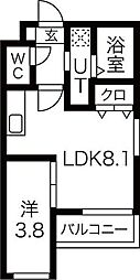 名古屋市営東山線 本陣駅 徒歩8分の賃貸アパート 3階1LDKの間取り