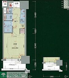 プレサンスSAKAE白川公園 6階ワンルームの間取り