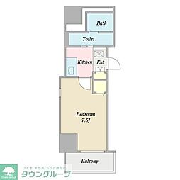 アルテミス平和 10階1Kの間取り